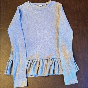 J Crew Girls Size XL Crewcuts Blue Heather Peplum Long Sleeve Top